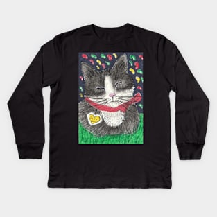 Jelly Bean cat tuxedo Kids Long Sleeve T-Shirt